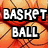 Six- of basketball-themed text overlays on orange and gray backgrounds with pixelated fonts
