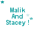 Teal text 'Malik And Stacey !' with scattered star symbols in varying positions across a white background.