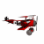Animated contact sheet of a red and black biplane with white accents in various flight poses across eight frames on a transparent background.