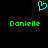 A static pixel art image with a cyan heart symbol above two green 'Danielle' text labels on a black background.