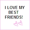 A static square image with a white background and light pink border displays text and two pink hearts.