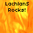 A static image with orange and yellow flame-like background and black text reading "Lachlan5 Rocks!" in three positions.