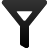 Black wireframe funnel icon with white inverted triangle cutout, vertical stem, and pixelated edges on light gray background.