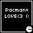 Black square with white text "Pacman= LOVE<3 :(" and a Pacman ghost icon in the bottom-right corner, displayed in a
