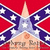 Static 50x50 pixel buddy icon featuring a Confederate flag design with visible text at the bottom, rendered in low-resolution pixel art style on red background.