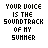 Pixelated text reads 'YOUR VOICE IS THE SOUNDTRACK OF MY SUMMER' with color-coded letters and animated elements like hearts, dots, and lines.