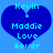 Two identical blue heart-shaped icons with cyan text reading 'Kevin + Maddie Love fever' on a light blue background.