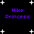 Black background with white star shapes and purple text reading "Nike Princess" in four identical arrangements.
