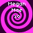 Four identical spiral patterns with pink and dark purple stripes, each containing text reading "Megan Mae xo" in white pixelated font.