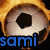A soccer ball with black and white inside a golden circular frame, with text overlays changing across frames