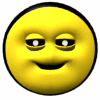 Yellow circular face with black outline showing multiple expressions including squinted eyes, wide eyes, and smiling mouth across three