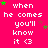 A bright pink background displays repeated white text 'when he comes you'll know it <3' with scattered green and pink star icons, some of which change position across frames.