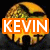 A circular icon with a yellow and green patterned background, featuring orange text overlays reading KEVIN CHAD BRAD!!! across different frames.