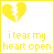 A 4x3 grid of animated yellow heart icons with text below each, showing sequential frame changes in the heart's crack and final text shift from "i tear my heart open" to "i sew myself shut".