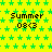 Yellow background with green star pattern, repeated 'Summer 08<3' text in black pixelated font