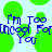 Pixelated blue text reads "I'm Too Uncool For You" over a light blue background with green circular shapes.