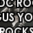 Black-and-white image of a person holding a guitar with arms raised, overlaid with bold white text reading "DCRO GUS YO ROCKS" on dark background.