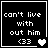 Black background with white pixelated text 'can't live without him <33' and a heart symbol that changes from solid to empty across four