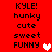 Red background displays repeated text and heart symbols with animation changes between frames.
