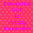 A static image with a bright pink background and cyan dots, displaying repeated text in purple and cyan.