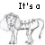 Pixelated black-and-white animation of a lion-like creature with changing text above it, displayed as two frames in a contact sheet layout.