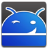 Blue pixelated icon with rounded top, two antennae, closed left eye, open right eye, and white mouth on dark gray background.