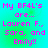 Four identical display pink pixelated text on a cyan-to-green gradient background, each reading "My BF4L's are... Lauren F., Sara, and Emily!!"