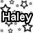 Black and white star pattern with 'Haley' text overlay on a white background.