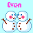 Pixel art snowman pair with pink text and heart symbols on light blue background, showing animation changes across three