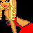 Pixel art contact sheet of a blonde woman in red lingerie across multiple animation frames with overlaid text "cutie with a ghetto booty" on black background.