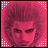A 48x48 pixel buddy icon split into two sections: a pink-tinted anime-style character portrait on the left and black background with white text on the right.