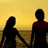 Silhouettes of two people holding hands against a yellow-orange gradient background with purple text reading 'i love Amanda paige Bonnet' and 'forever <3 and i always wil <3'.