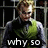 Pixelated character with blonde hair in a black and green outfit stands behind metal bars, text below reads 'why so serious?' on two adjacent frames.
