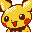 Pixelated yellow creature with brown accents and red cheeks, shown in two side-by-side frames displaying different facial expressions.