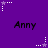 Purple background with repeated 'Anny' text and alternating white/purple star icons with dotted trails.