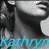 A 3x3 contact sheet of an animated icon showing a grayscale close-up of a woman's face with the name "Kathryn" in varying colors across frames, arranged left-to-right and top-to-bottom.