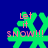 Green snowflake-shaped icon with pink text 'Let it snow!!!' on blue background, showing four variations of the snowflake's arms.