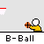 Pixelated character with white head and yellow body holds orange basketball, transitioning through multiple poses against light gray background.