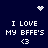 Dark blue background with white pixelated text and symbols arranged in a pattern, featuring repeated phrases and heart-shaped icons