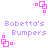 Pixelated pink and purple icon set with repeating text 'Bobetta's Bumpers' and four distinct pink square-based symbols on white background.