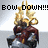 A pixelated character with golden hair and a red cape, wearing dark armor, appears in four with changing text above