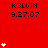 Red background with repeated black text 'K3LVIH 9.27.07' and white star icons in varying quantities across the frame.