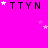 A bright pink background displays repeated 'TTYN' text with scattered white and light purple stars, some of which move across the frame.