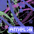 Animated contact sheet showing three frames of a buddy icon with pixelated text and abstract background patterns.