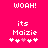 Pixelated text and symbols on a bright pink background with two identical static frames side-by-side.
