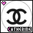 A 3x3 contact sheet of nine identical animated frames showing a pixelated Chanel logo with pink heart and "CATHERINE" text on white background.