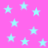 A static image of light blue stars scattered across a bright pink background with no visible text or additional elements.