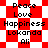 Red and white checkered background with repeated text 'Peace', 'Love', 'Happiness', 'Lokanda', 'Ali' in black pixelated font across two distinct patterns.