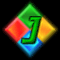 Green stylized 'J' over four colored diamond segments on black background, with visible animation changes across frames.