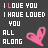 A static contact sheet of a pixel art animation featuring repeated text and pink heart symbols on a dark gray background, arranged in three columns across two rows with six total frames.